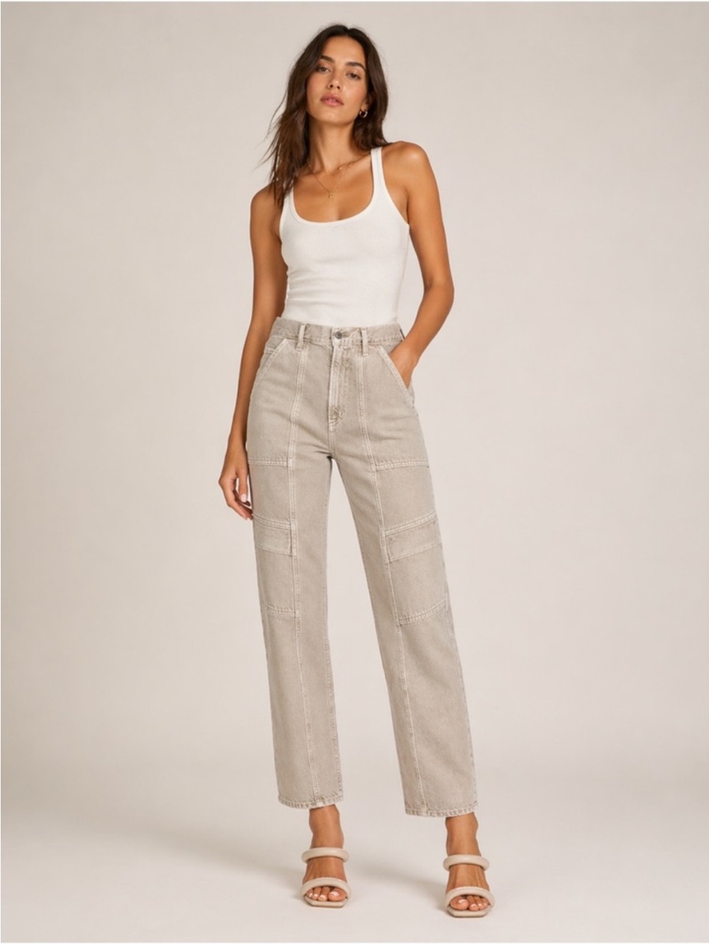 Agolde Cooper Cargo Jeans 29 pants drab tan organic cotton straight leg utility